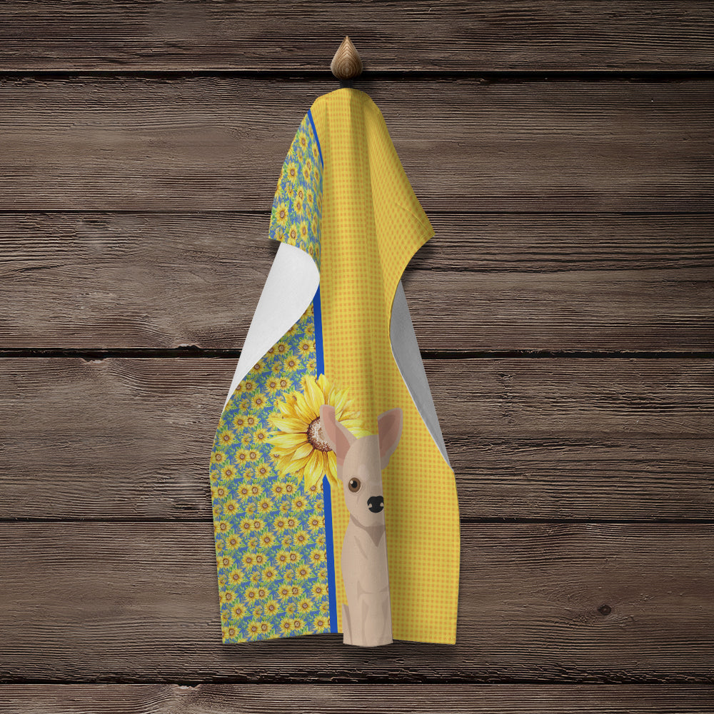 Summer Sunflowers Fawn Chihuahua Kitchen Towel - the-store.com