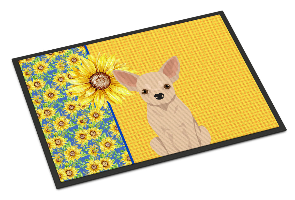 Buy this Summer Sunflowers Fawn Chihuahua Indoor or Outdoor Mat 18x27