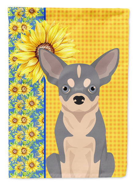 Summer Sunflowers Blue and White Chihuahua Flag Garden Size