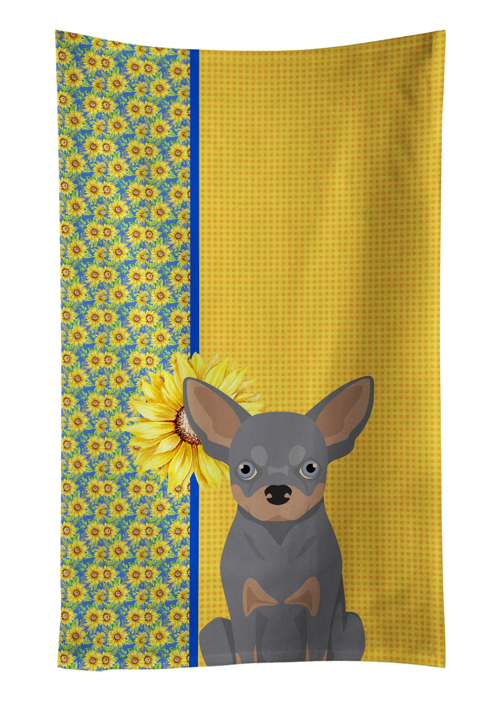 Buy this Summer Sunflowers Blue and Tan Chihuahua Kitchen Towel