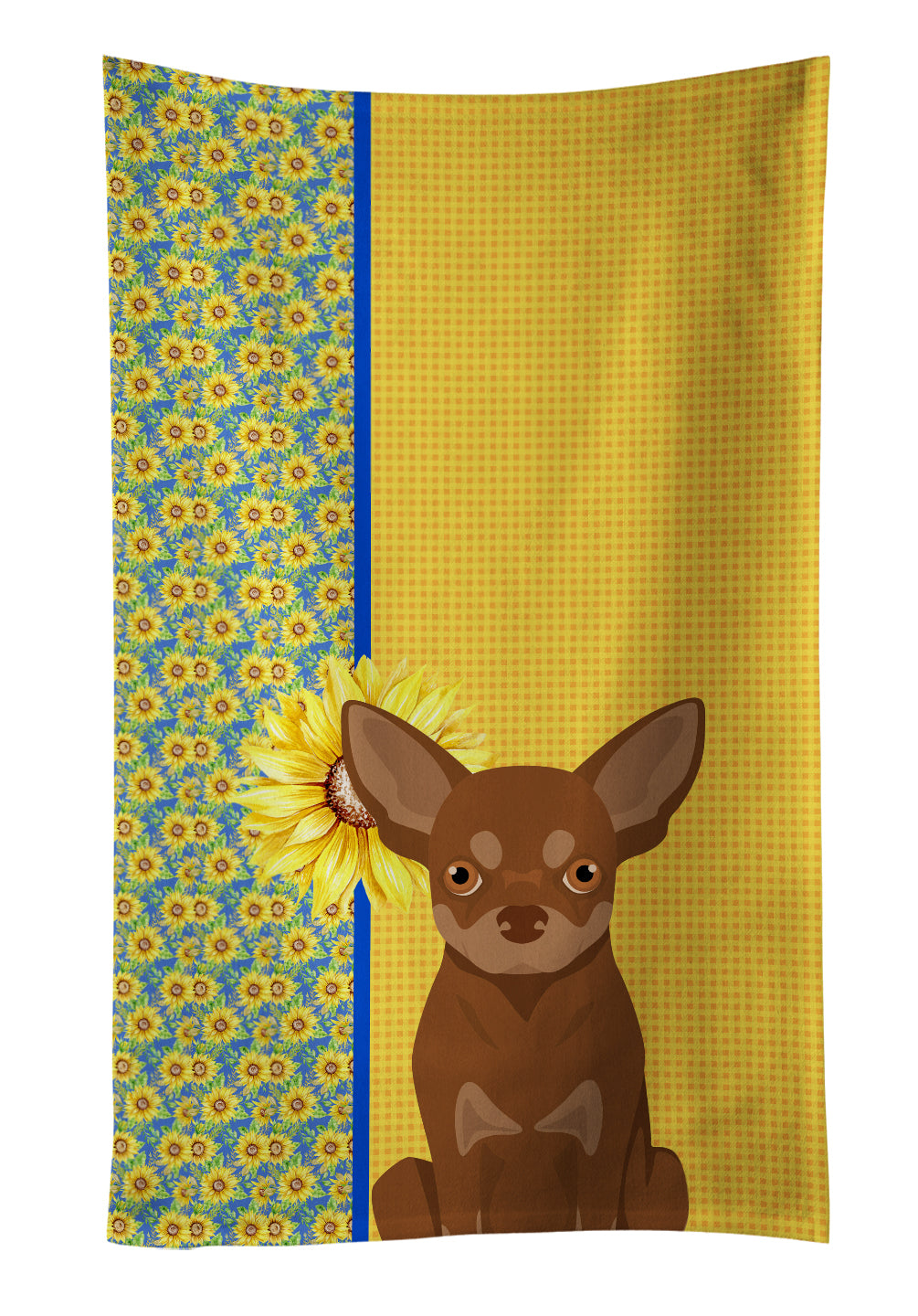 Buy this Summer Sunflowers Chocolate and Tan Chihuahua Kitchen Towel