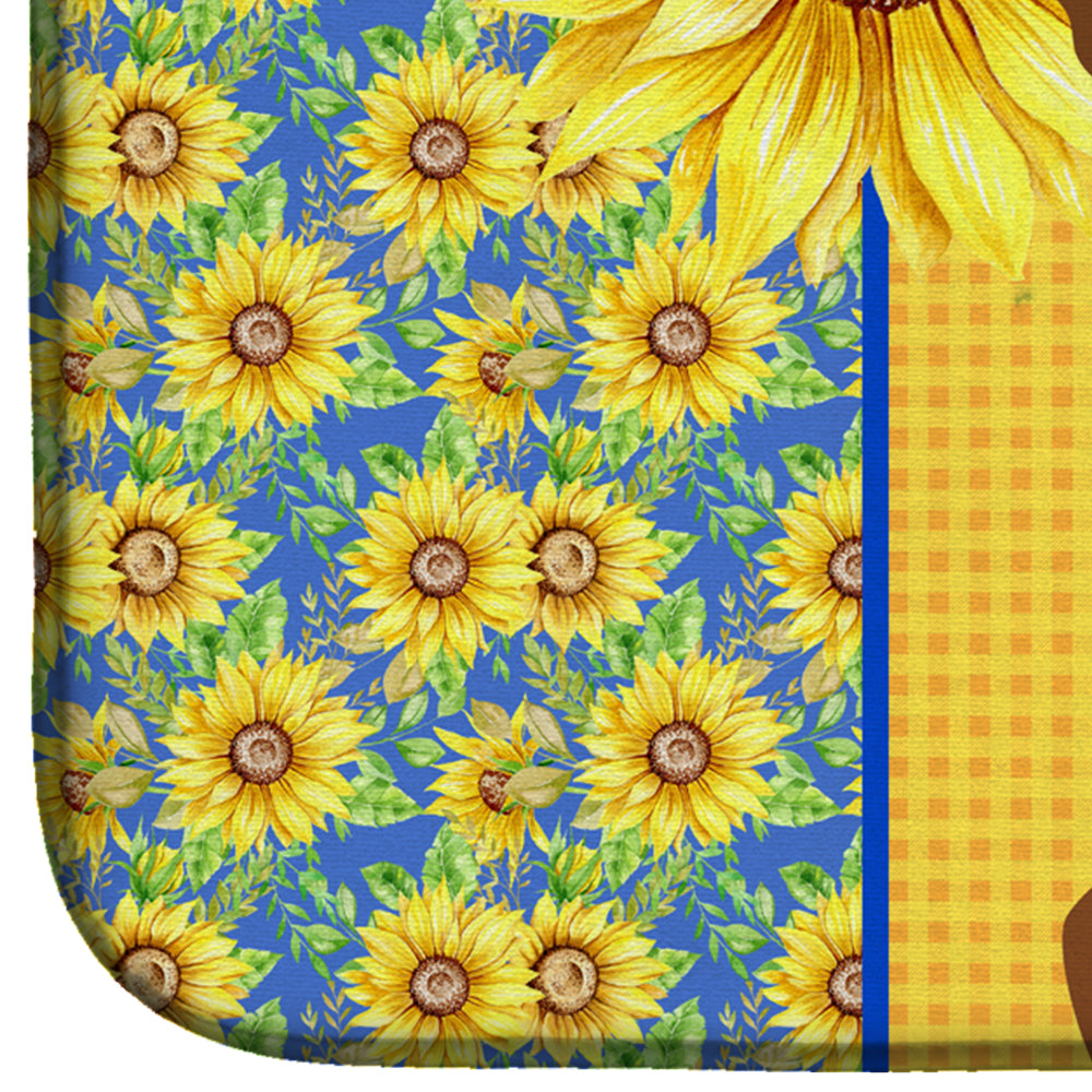 Summer Sunflowers Red and White Chihuahua Dish Drying Mat  the-store.com.