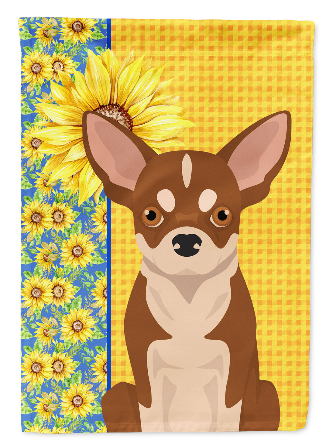 Summer Sunflowers Red and White Chihuahua Flag Garden Size  the-store.com.