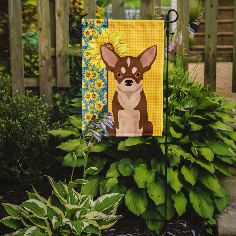 Summer Sunflowers Red and White Chihuahua Flag Garden Size  the-store.com.