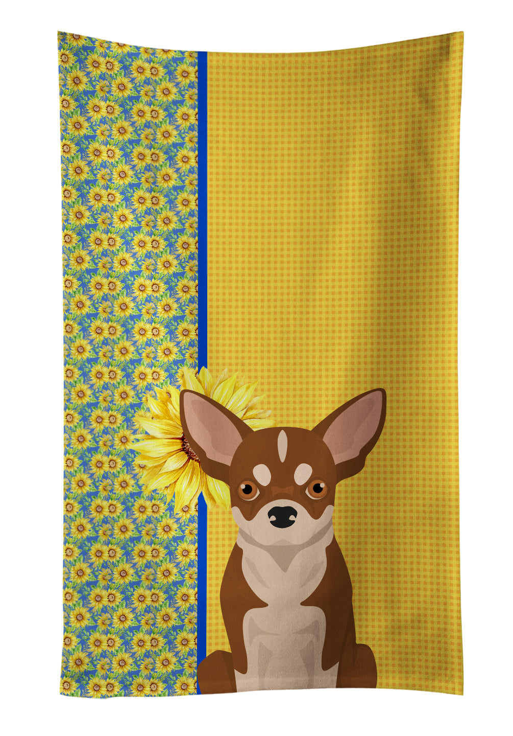 Buy this Summer Sunflowers Red and White Chihuahua Kitchen Towel
