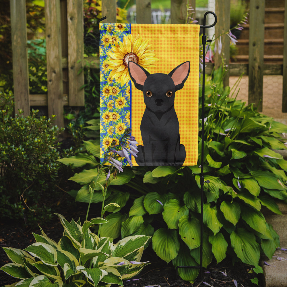 Summer Sunflowers Black Chihuahua Flag Garden Size  the-store.com.