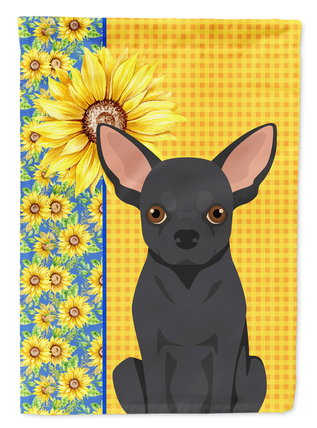 Summer Sunflowers Black Chihuahua Flag Garden Size  the-store.com.