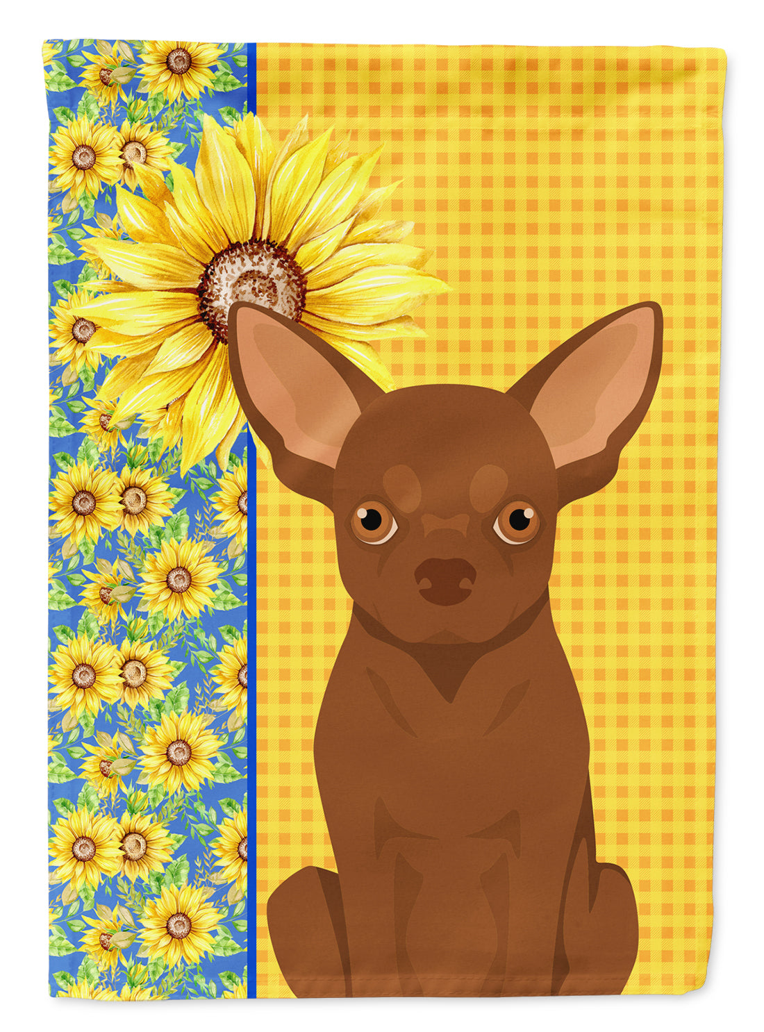 Summer Sunflowers Chocolate Chihuahua Flag Garden Size  the-store.com.