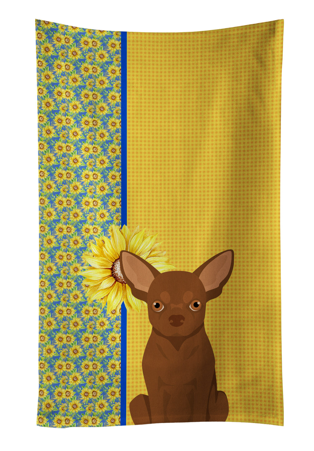 Buy this Summer Sunflowers Chocolate Chihuahua Kitchen Towel