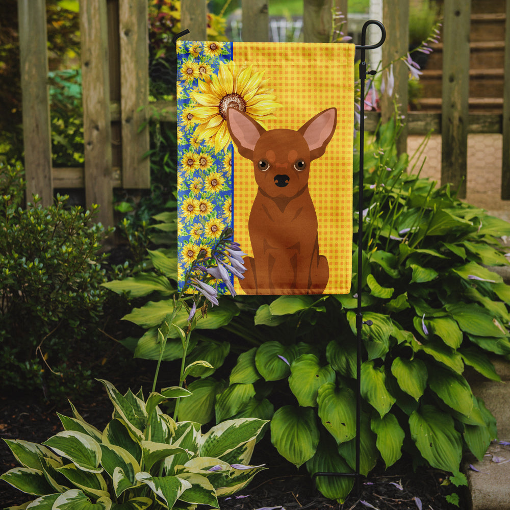 Summer Sunflowers Red Chihuahua Flag Garden Size  the-store.com.