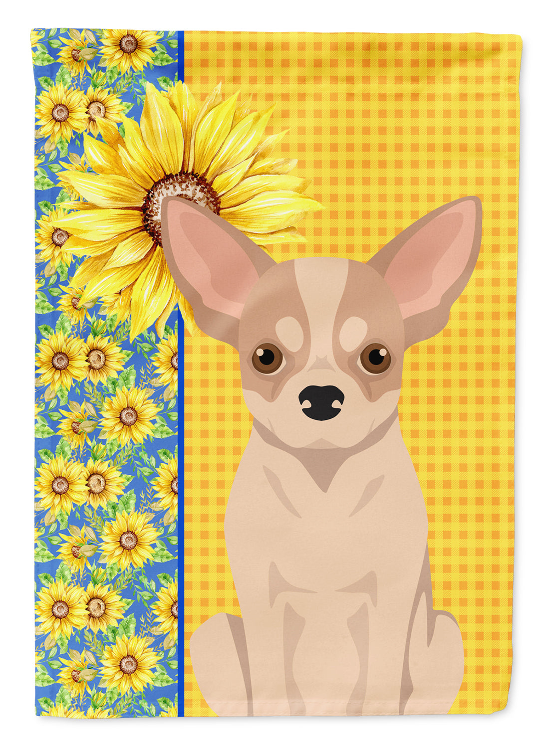 Summer Sunflowers Fawn and White Chihuahua Flag Garden Size