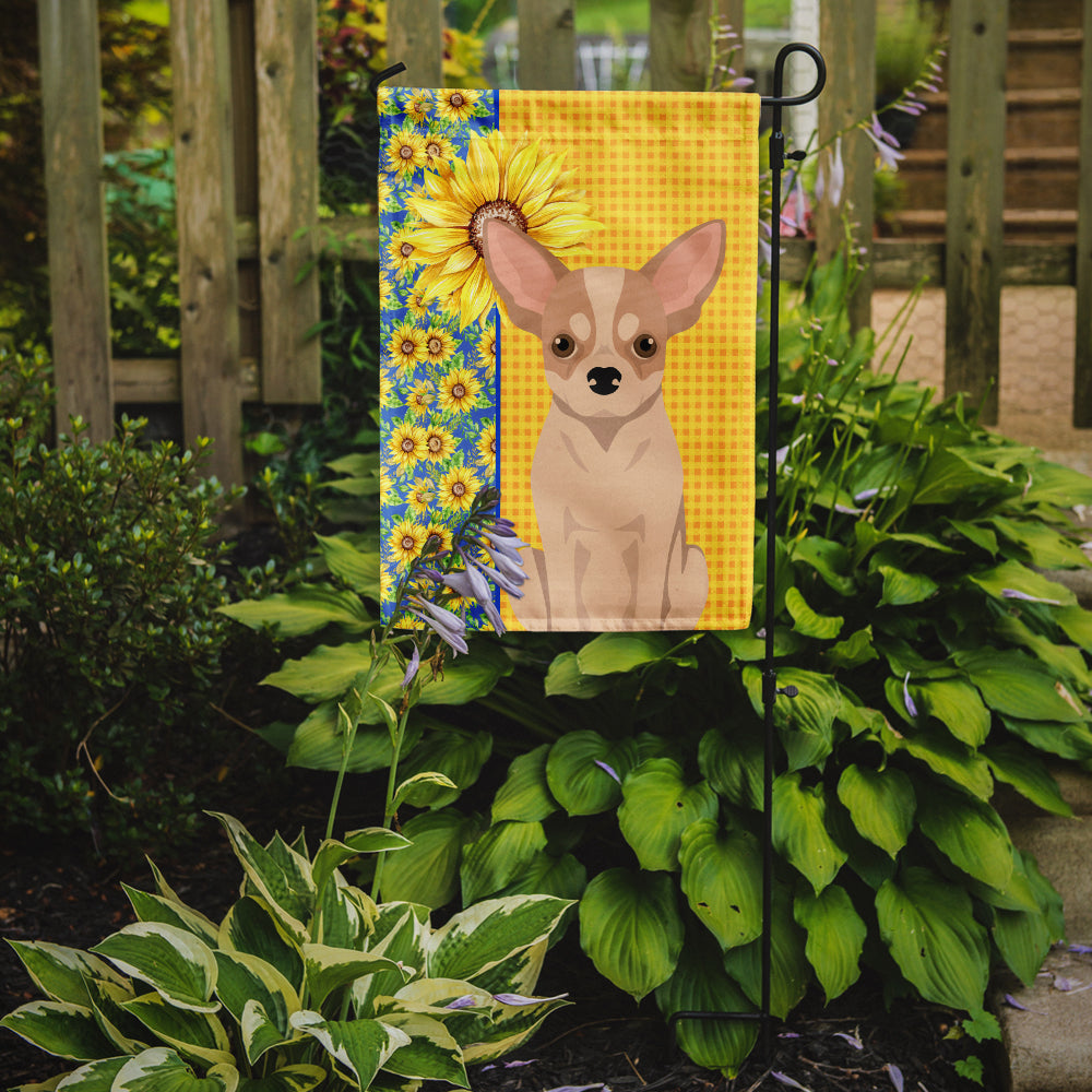 Summer Sunflowers Fawn and White Chihuahua Flag Garden Size