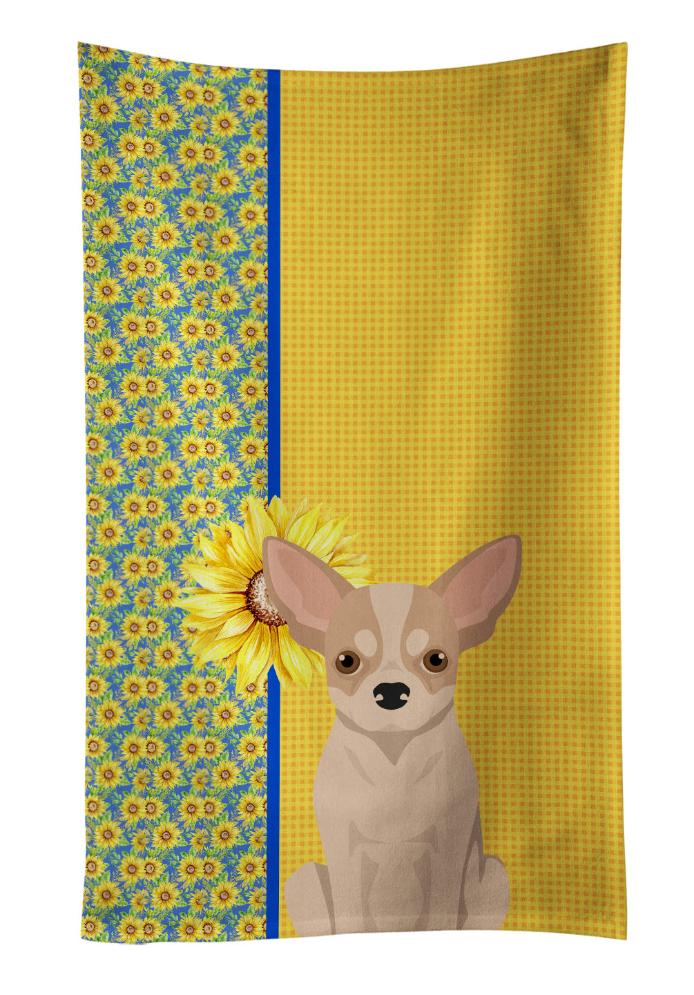 Buy this Summer Sunflowers Fawn and White Chihuahua Kitchen Towel