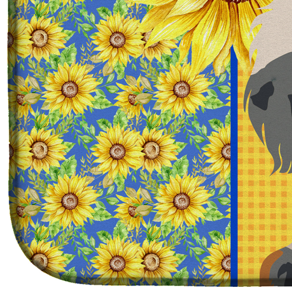 Summer Sunflowers Longhair Cream Dapple Dachshund Dish Drying Mat
