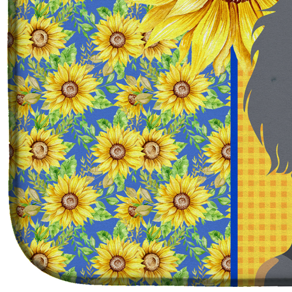 Summer Sunflowers Longhair Blue and Tan Dachshund Dish Drying Mat