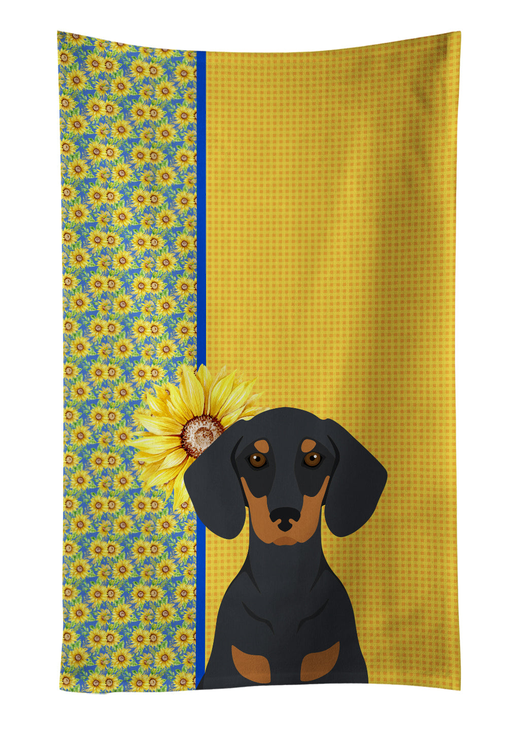 Buy this Summer Sunflowers Black and Tan Dachshund Kitchen Towel