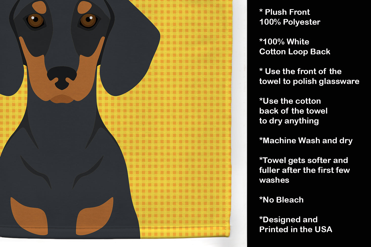 Summer Sunflowers Black and Tan Dachshund Kitchen Towel - the-store.com