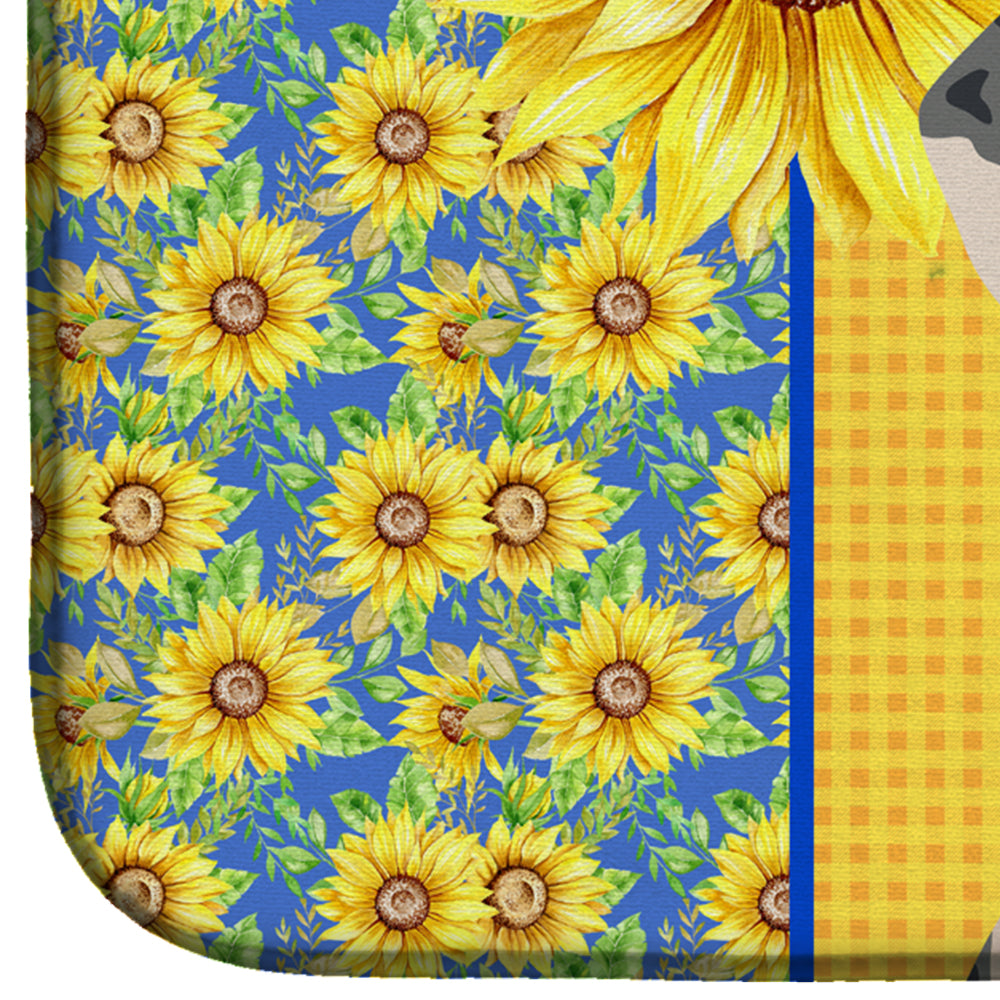 Summer Sunflowers Cream Dapple Dachshund Dish Drying Mat