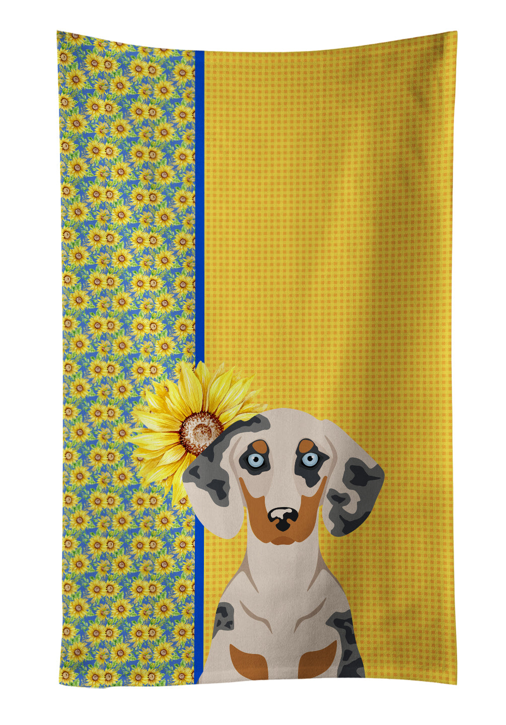 Buy this Summer Sunflowers Cream Dapple Dachshund Kitchen Towel