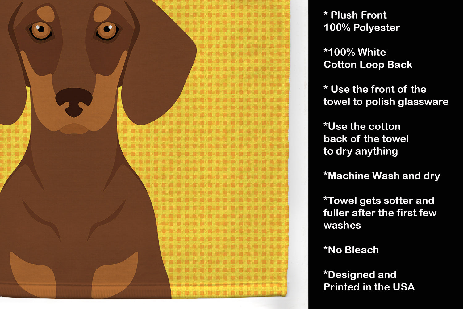 Summer Sunflowers Chocolate and Tan Dachshund Kitchen Towel - the-store.com