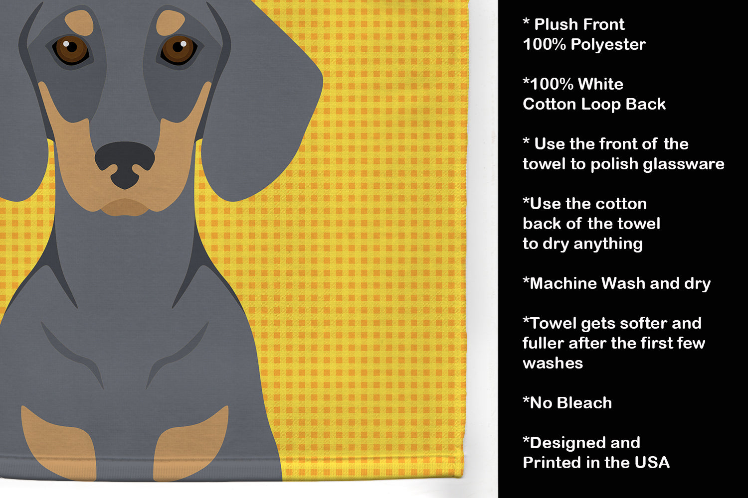Summer Sunflowers Blue and Tan Dachshund Kitchen Towel - the-store.com