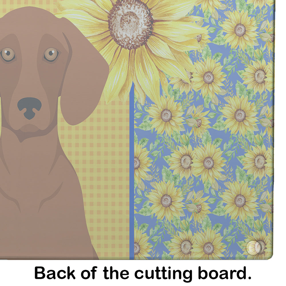 Summer Sunflowers Red Dachshund Glass Cutting Board Large - the-store.com