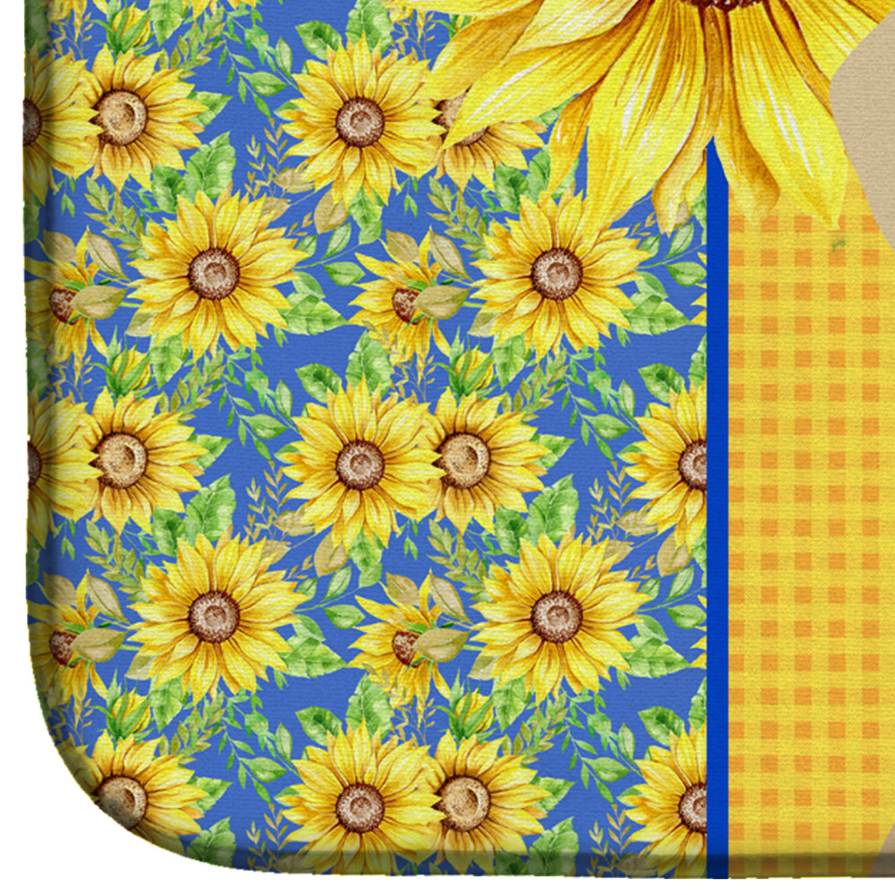 Summer Sunflowers Cream Dachshund Dish Drying Mat