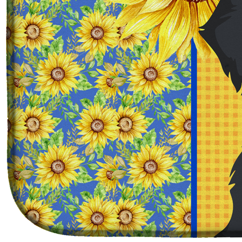 Summer Sunflowers Wirehair Black and Tan Dachshund Dish Drying Mat