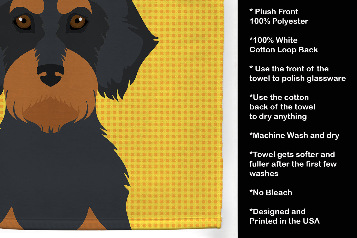 Summer Sunflowers Wirehair Black and Tan Dachshund Kitchen Towel - the-store.com
