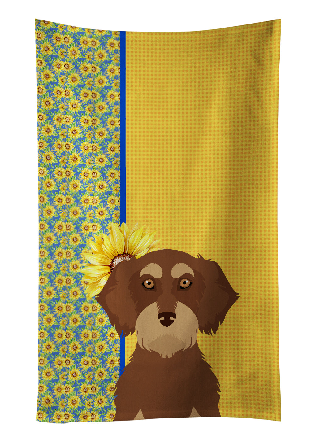 Buy this Summer Sunflowers Wirehair Red and Tan Dachshund Kitchen Towel