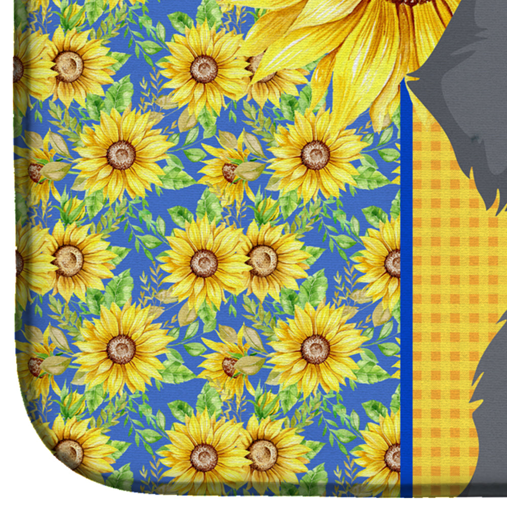 Summer Sunflowers Wirehair Blue and Tan Dachshund Dish Drying Mat  the-store.com.