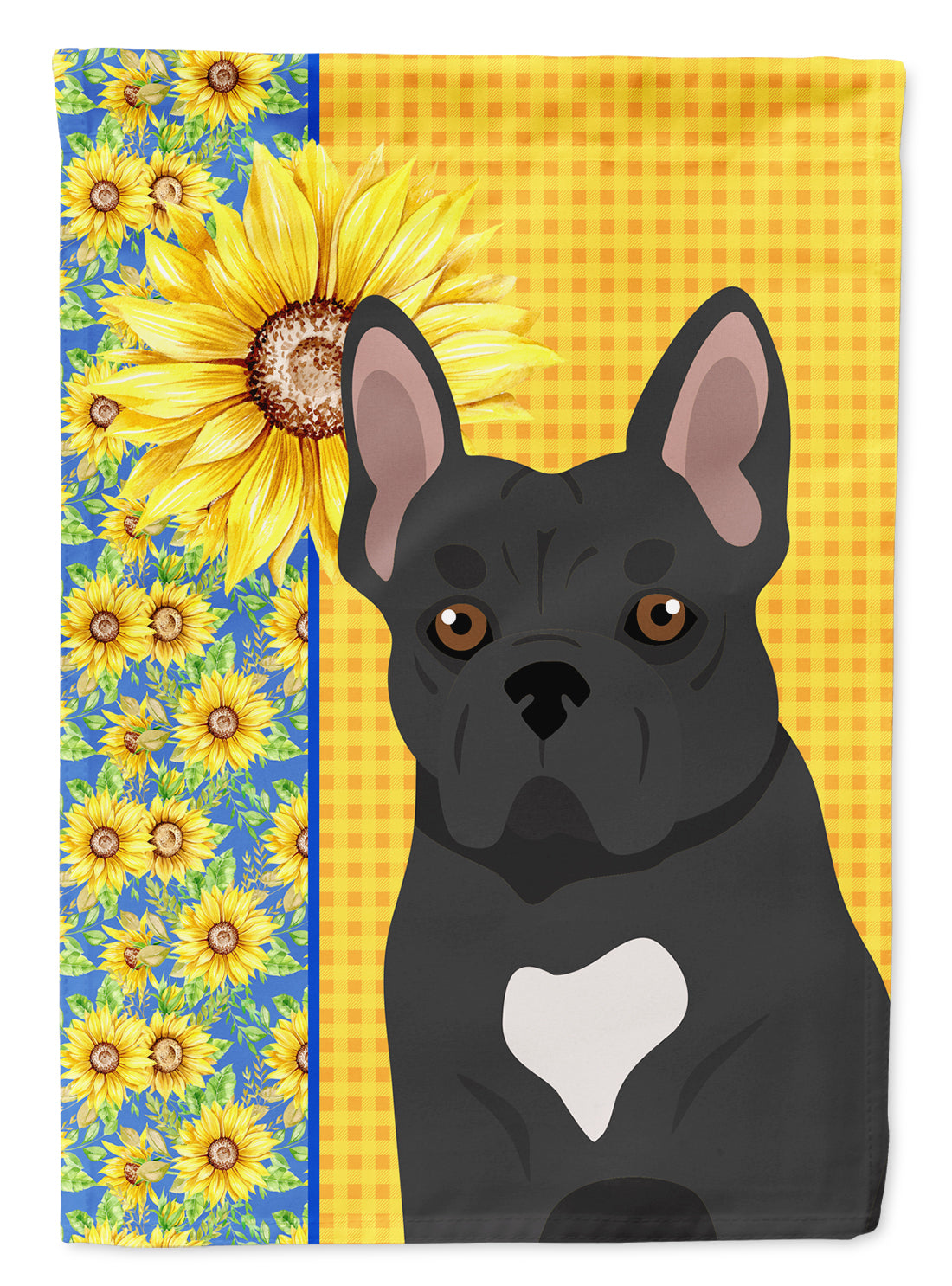 Summer Sunflowers Black French Bulldog Flag Garden Size