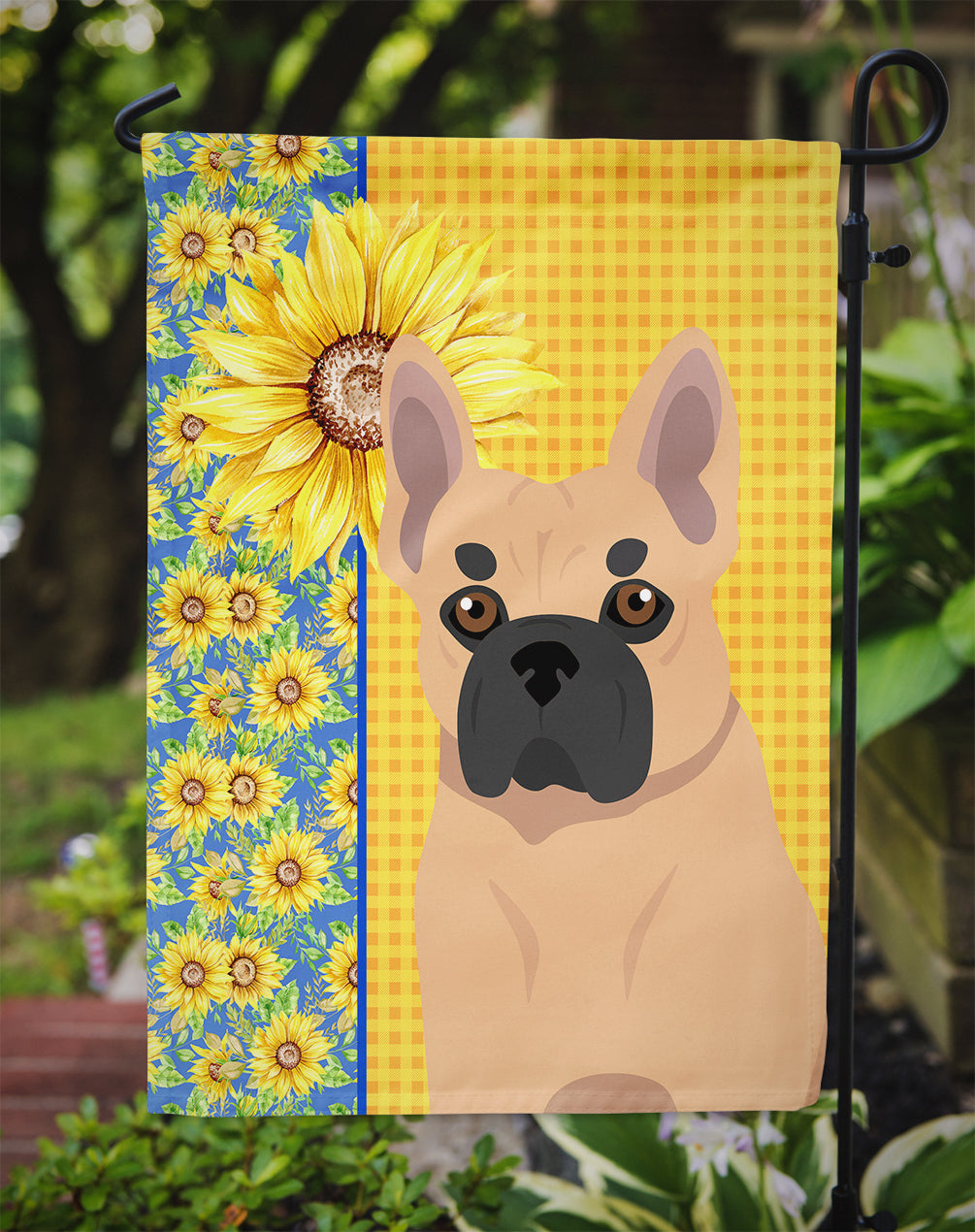 Summer Sunflowers Fawn French Bulldog Flag Garden Size
