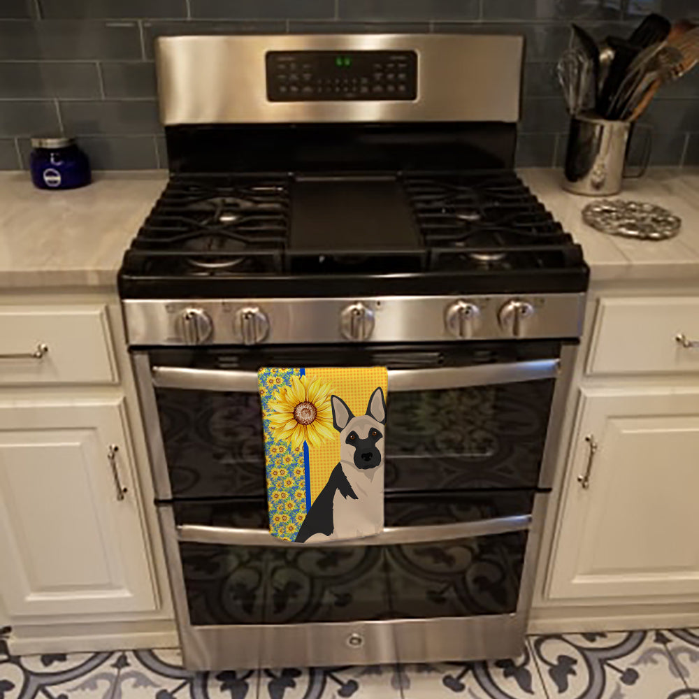 Summer Sunflowers Black and Silver German Shepherd Kitchen Towel - the-store.com