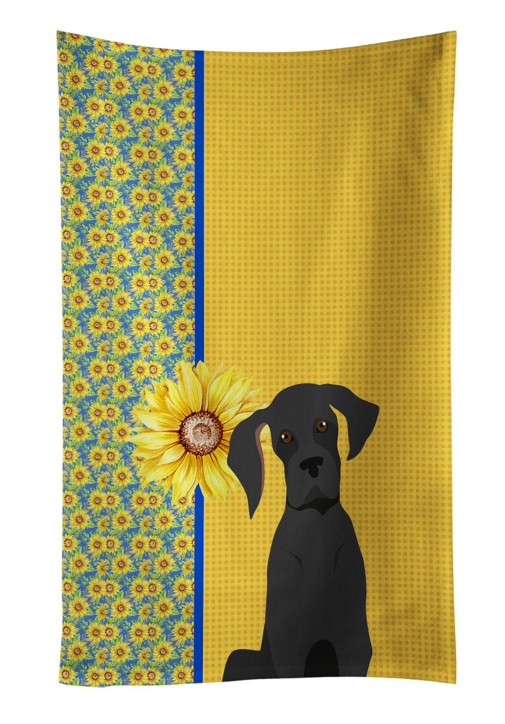 Buy this Summer Sunflowers Black Great Dane Kitchen Towel
