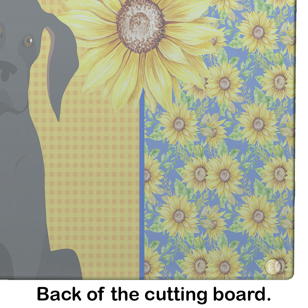 Summer Sunflowers Black Great Dane Glass Cutting Board Large - the-store.com