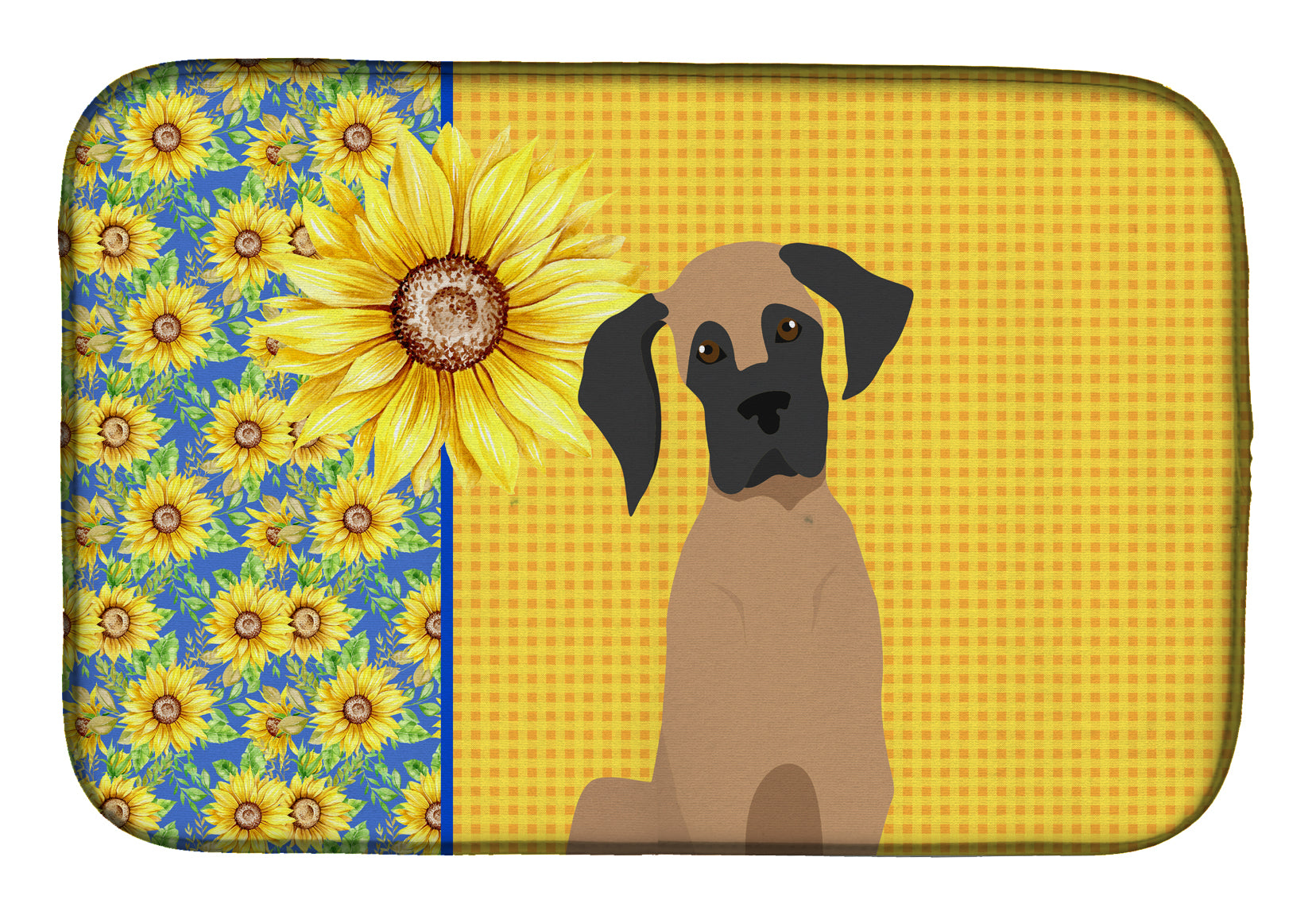 Summer Sunflowers Fawn Great Dane Dish Drying Mat  the-store.com.