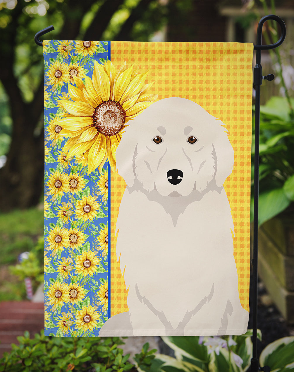Summer Sunflowers Great Pyrenees Flag Garden Size  the-store.com.
