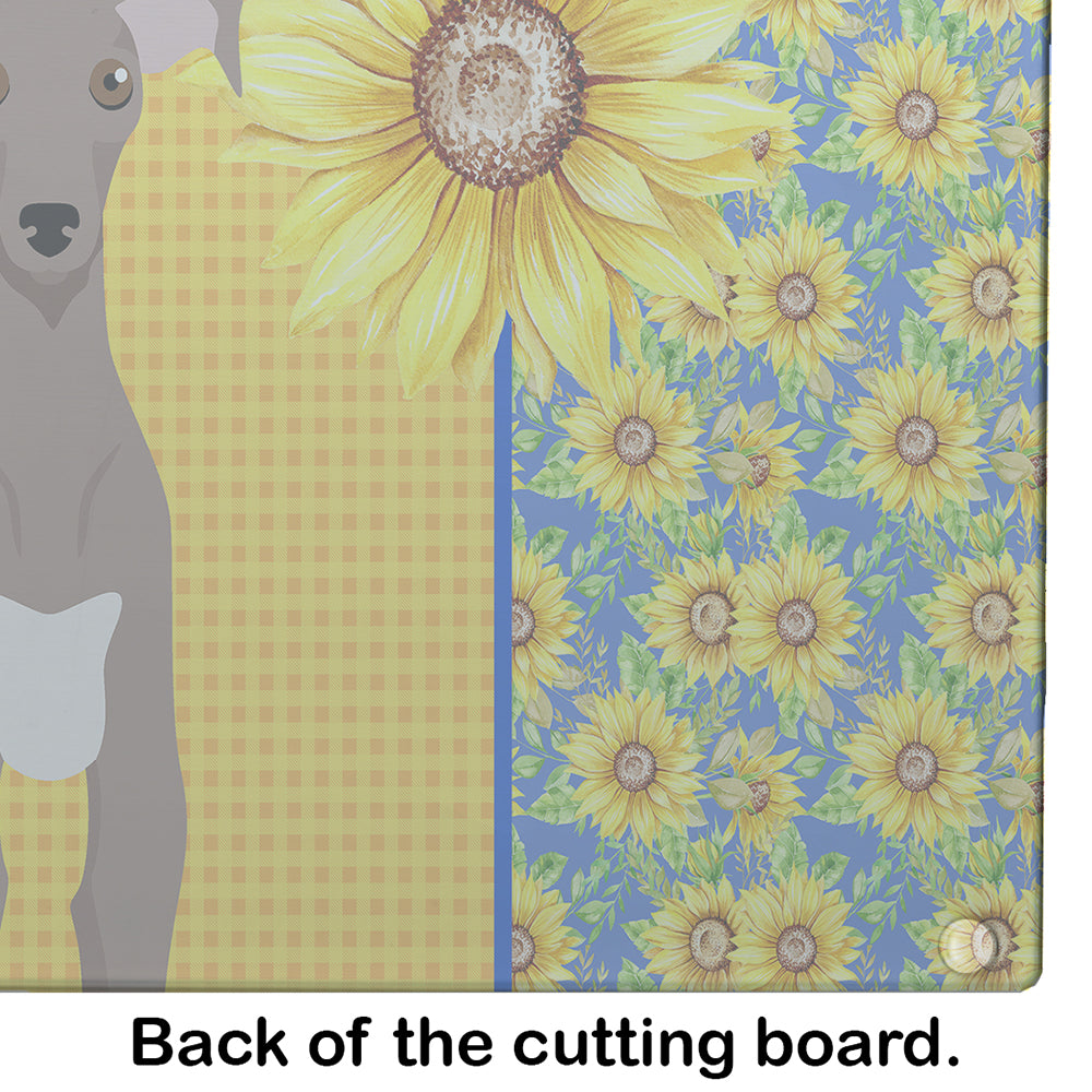Summer Sunflowers Fawn Italian Greyhound Glass Cutting Board Large - the-store.com