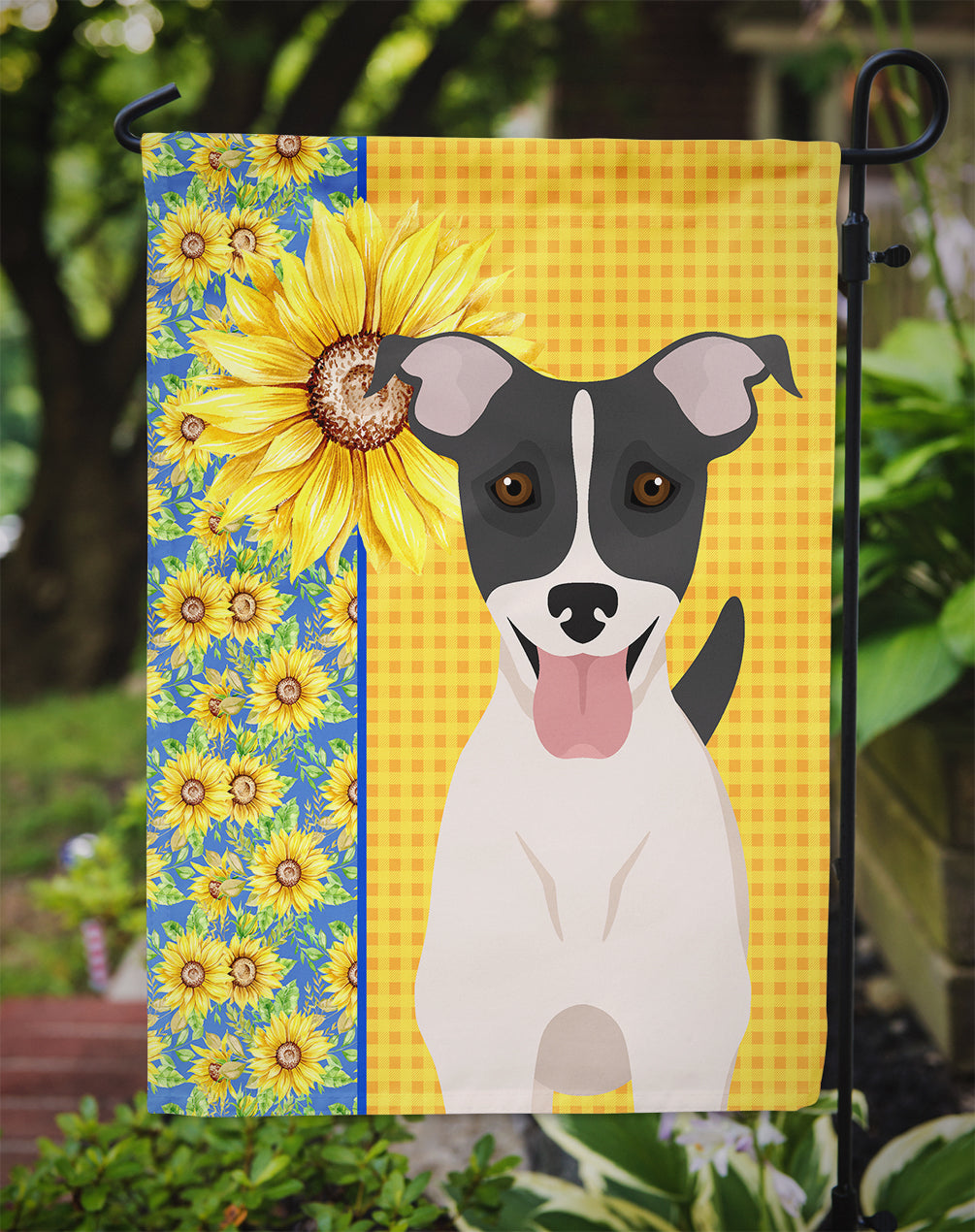 Summer Sunflowers Black White Smooth Jack Russell Terrier Flag Garden Size