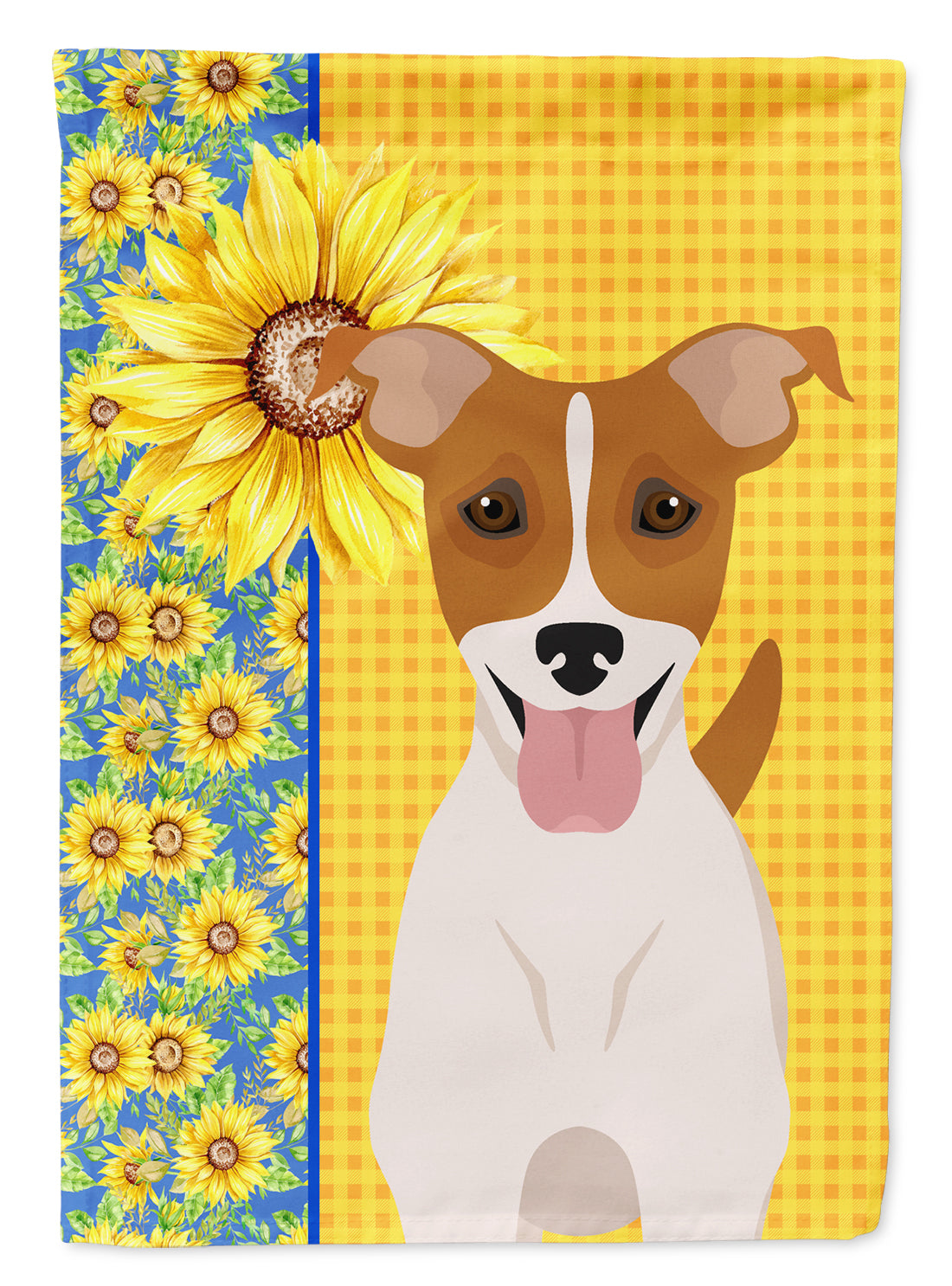 Summer Sunflowers Brown White Smooth Jack Russell Terrier Flag Garden Size  the-store.com.