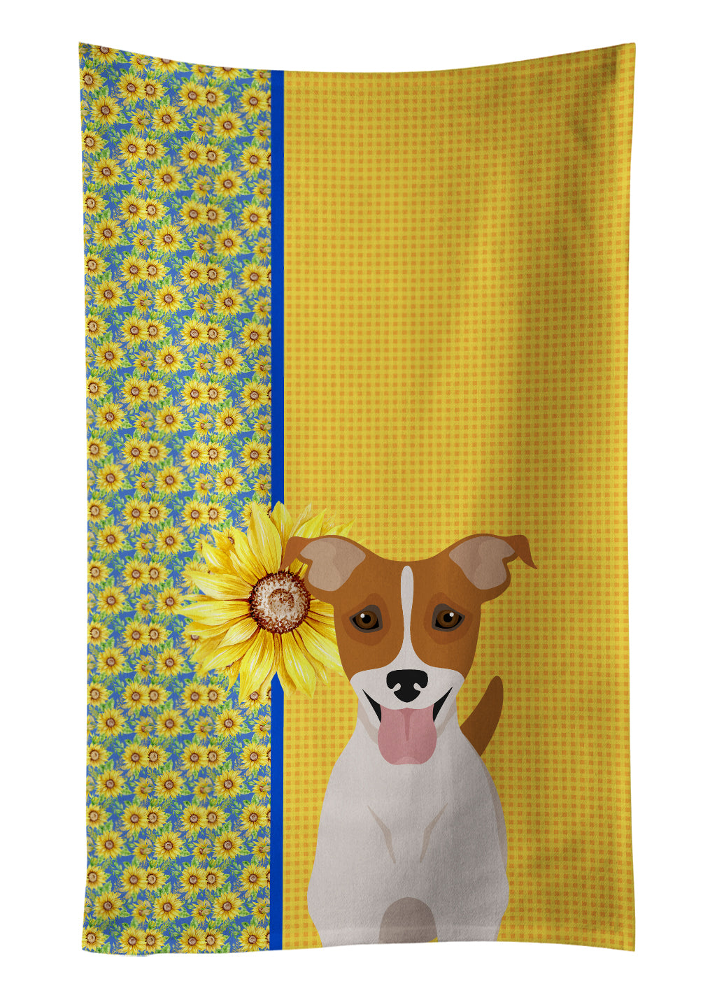 Buy this Summer Sunflowers Brown White Smooth Jack Russell Terrier Kitchen Towel