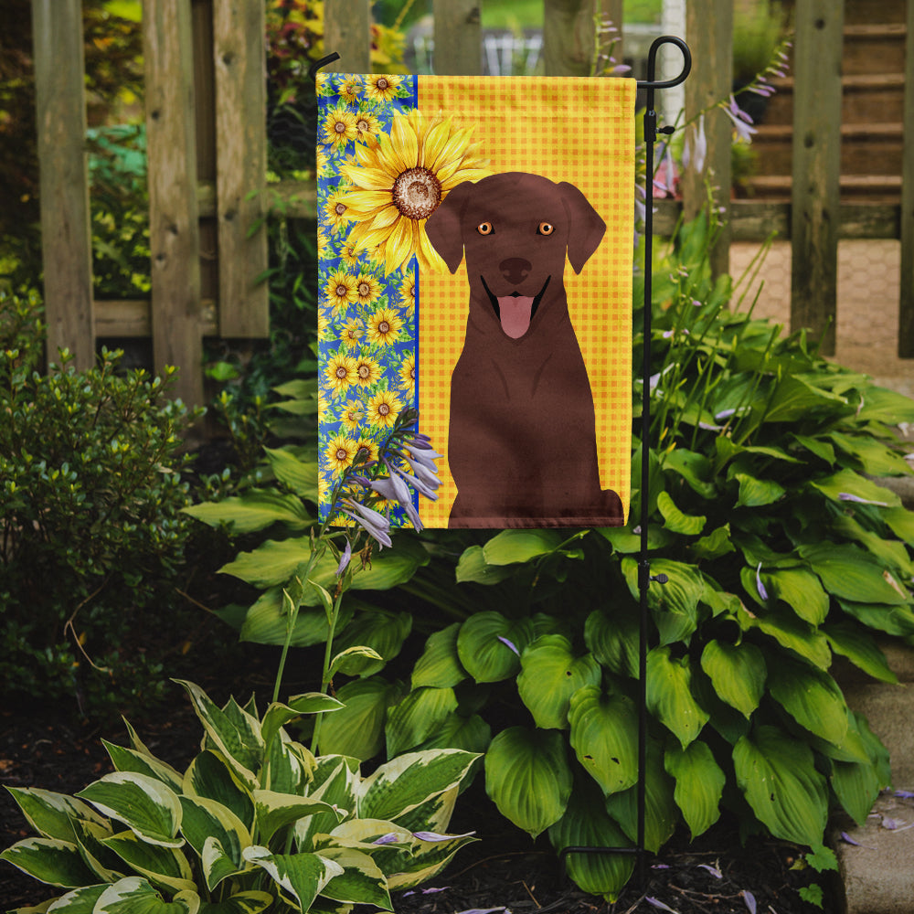 Summer Sunflowers Chocolate Labrador Retriever Flag Garden Size  the-store.com.
