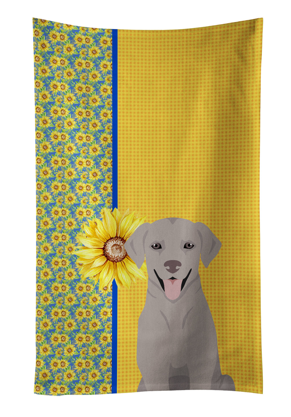 Buy this Summer Sunflowers Gray Labrador Retriever Kitchen Towel