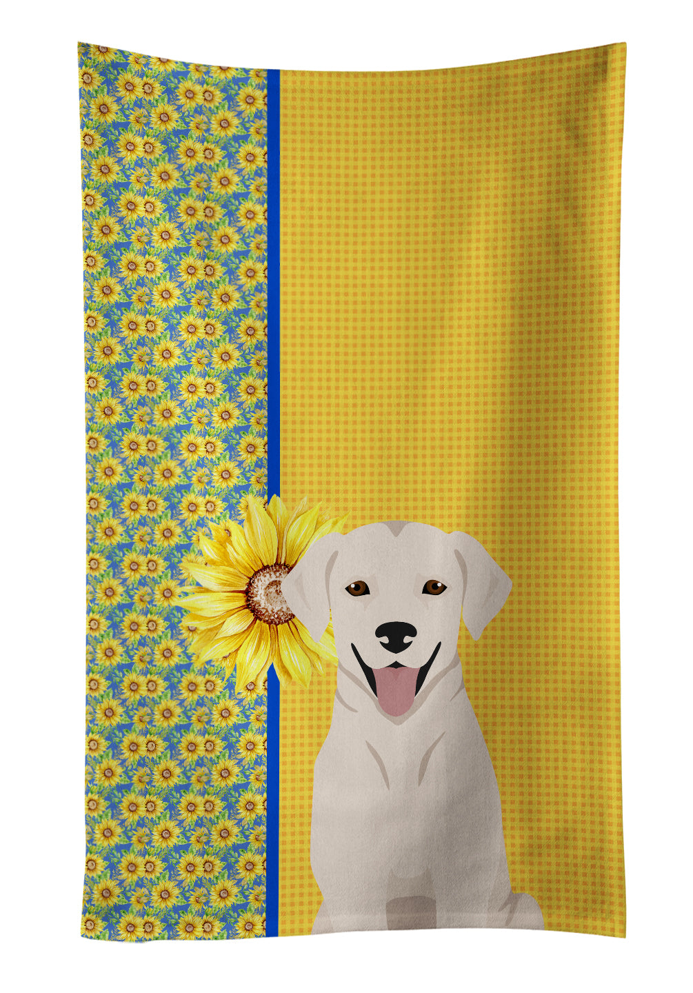 Buy this Summer Sunflowers White Cream Labrador Retriever Kitchen Towel