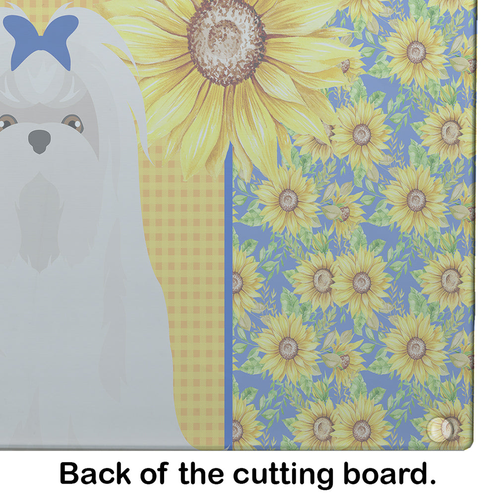Summer Sunflowers Maltese Glass Cutting Board Large - the-store.com