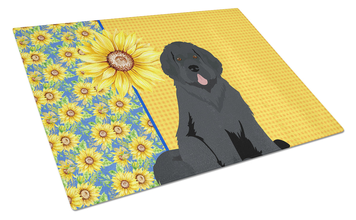 Buy this Summer Sunflowers Black Newfoundland Glass Cutting Board Large
