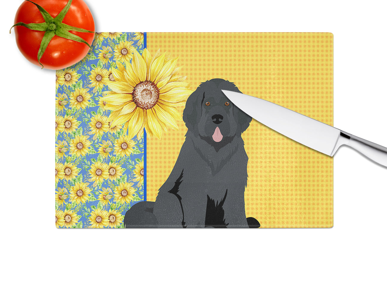 Summer Sunflowers Black Newfoundland Glass Cutting Board Large - the-store.com