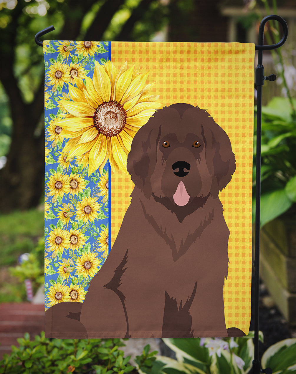 Caroline's Treasures Summer Sunflowers Brown Newfoundland Garden Flag – Decorative Outdoor Yard Flag