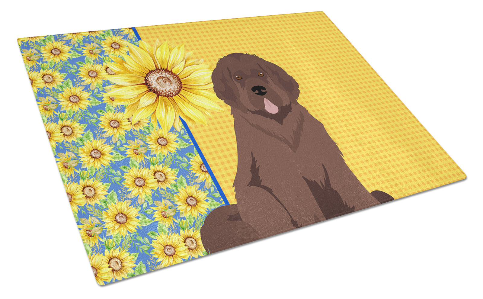 Buy this Summer Sunflowers Brown Newfoundland Glass Cutting Board Large